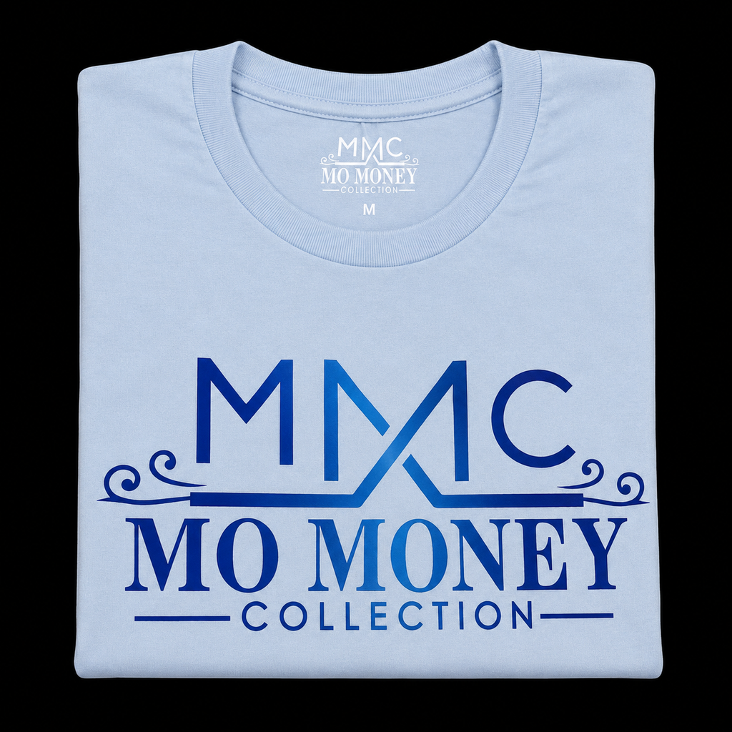 Mo Money Collection DTF Print T-Shirt - Light Blue
