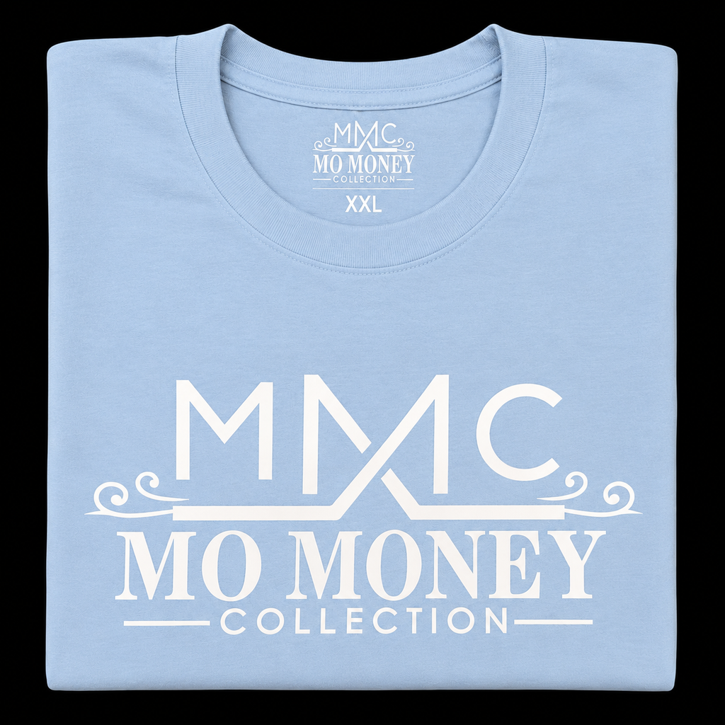 Mo Money Collection DTF Print T-Shirt - Light Blue