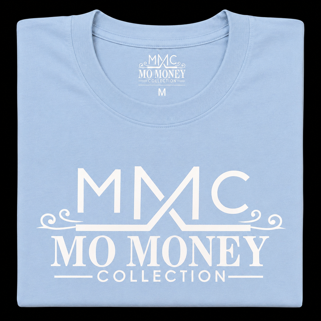 Mo Money Collection DTF Print T-Shirt - Light Blue
